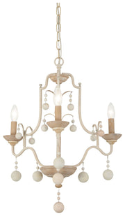 Colonial Charm 3-Light Chandelier in White Wash
