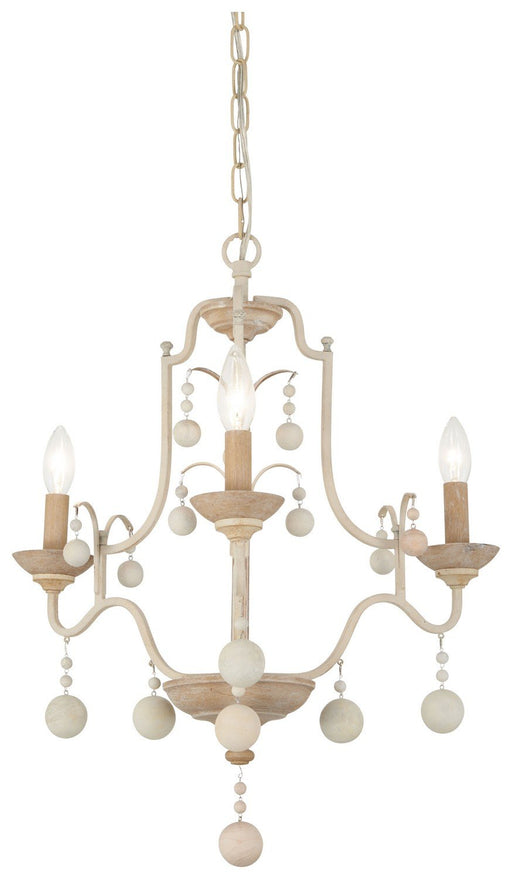 Colonial Charm 3-Light Chandelier in White Wash