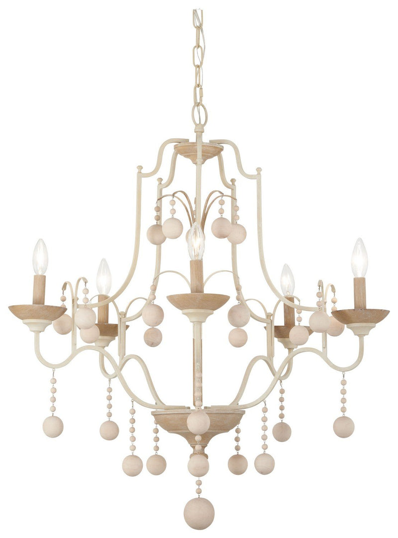 Colonial Charm 5-Light Chandelier in White Wash