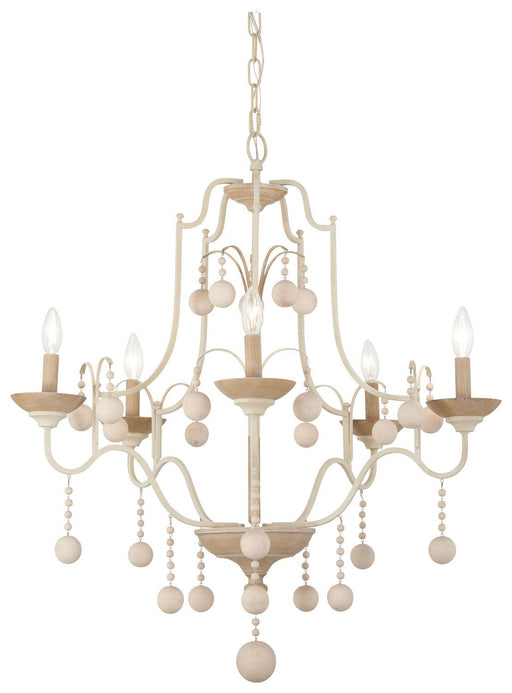 Colonial Charm 5-Light Chandelier in White Wash