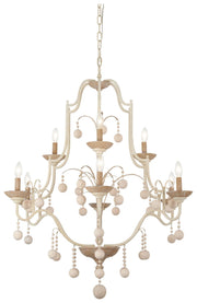Colonial Charm 9-Light Chandelier in White Wash
