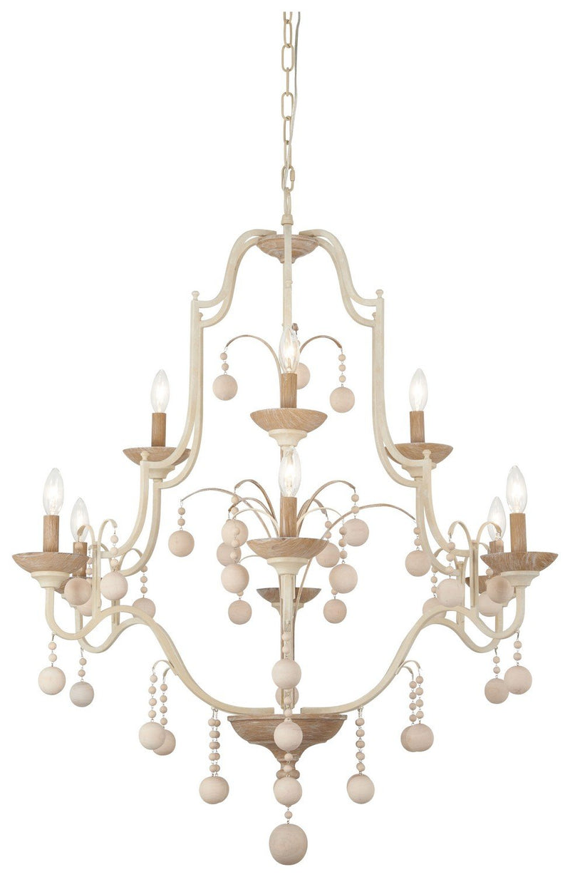 Colonial Charm 9-Light Chandelier in White Wash