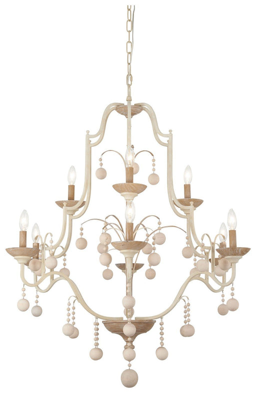 Colonial Charm 9-Light Chandelier in White Wash