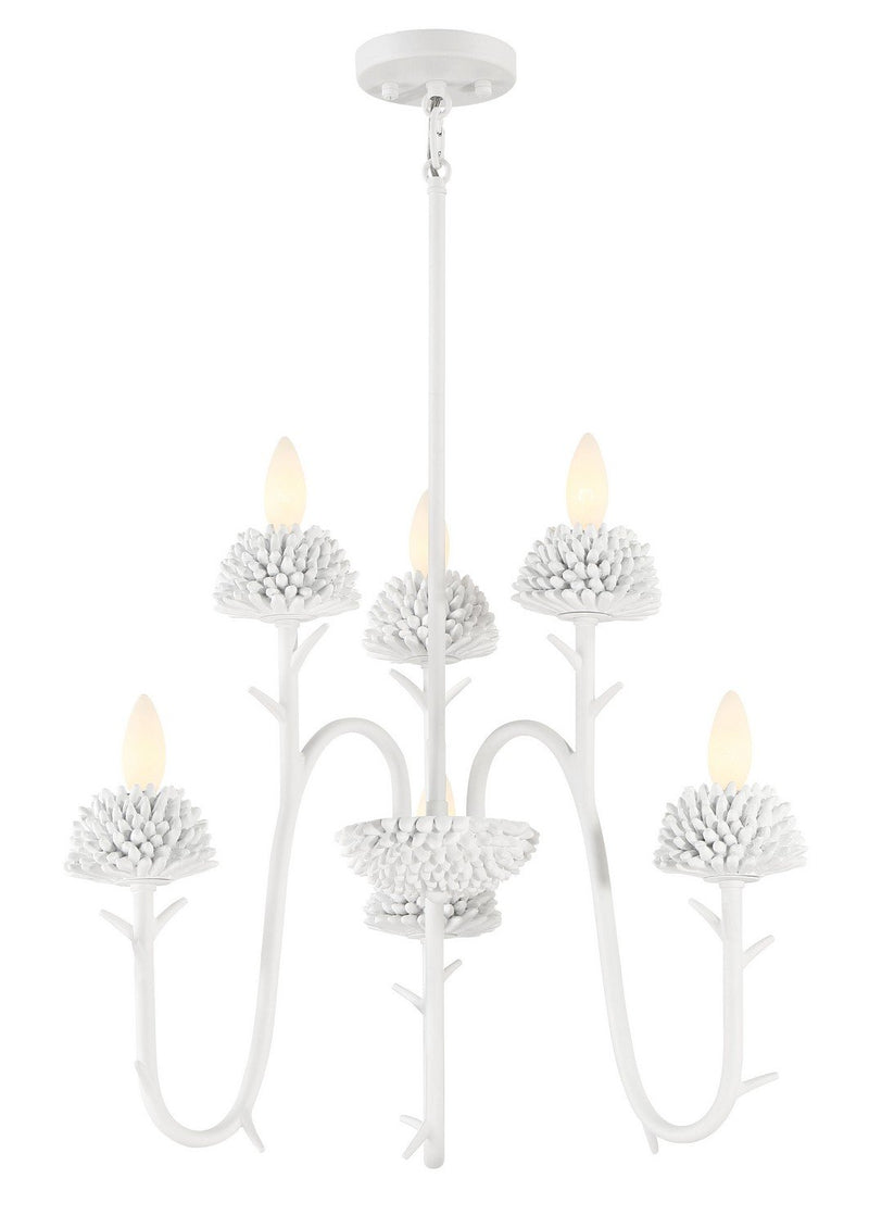 North Fork By Robin Baron 6-Light Chandelier in Sand White
