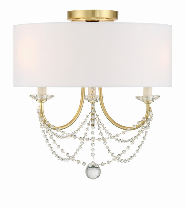 Delilah 3-Light Ceiling Mount in Aged Brass - Lamps Expo