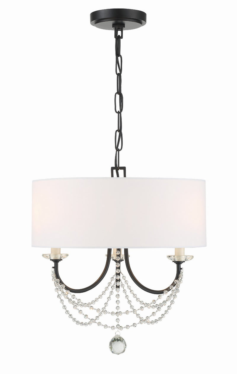 DEL-90803-MK- Delilah 3-Light Mini Chandelier in Matte Black by Crystorama