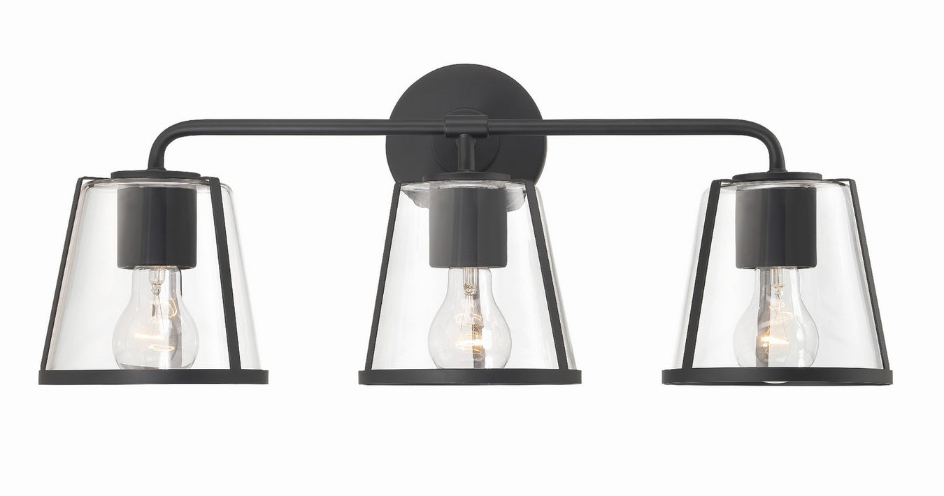 FUL-913-BK-CL- Fulton 3-Light Bath in Black by Crystorama