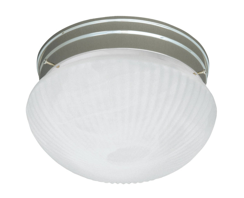 Ribbed Marble Glass 7" Flush Mount in Satin Nickel