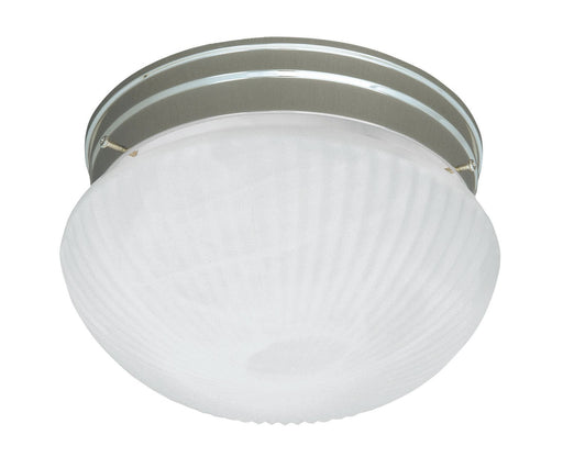 Ribbed Marble Glass 7" Flush Mount in Satin Nickel
