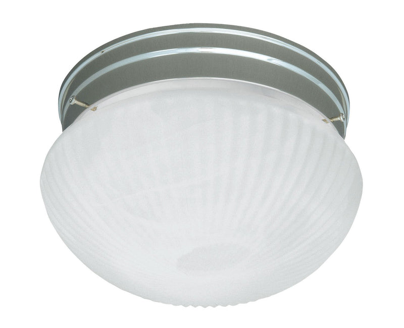 Ribbed Marble Glass 9" 2-Light Flush Mount in Satin Nickel