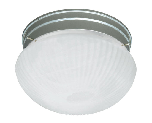 Ribbed Marble Glass 9" 2-Light Flush Mount in Satin Nickel