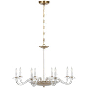 Brigitte Large 8-Light Chandelier in Clear Glass and Hand-Rubbed Antique Brass