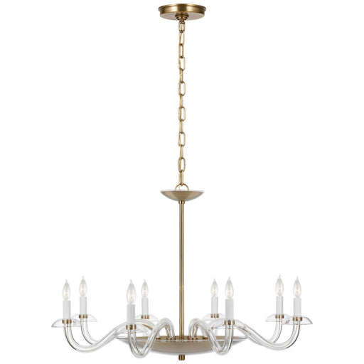Brigitte Large 8-Light Chandelier in Clear Glass and Hand-Rubbed Antique Brass