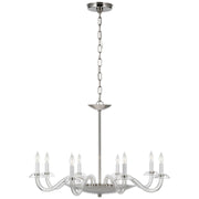 Brigitte Large 8-Light Chandelier in Clear Glass and Polished Nickel