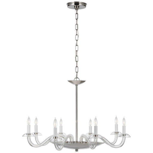 Brigitte Large 8-Light Chandelier in Clear Glass and Polished Nickel