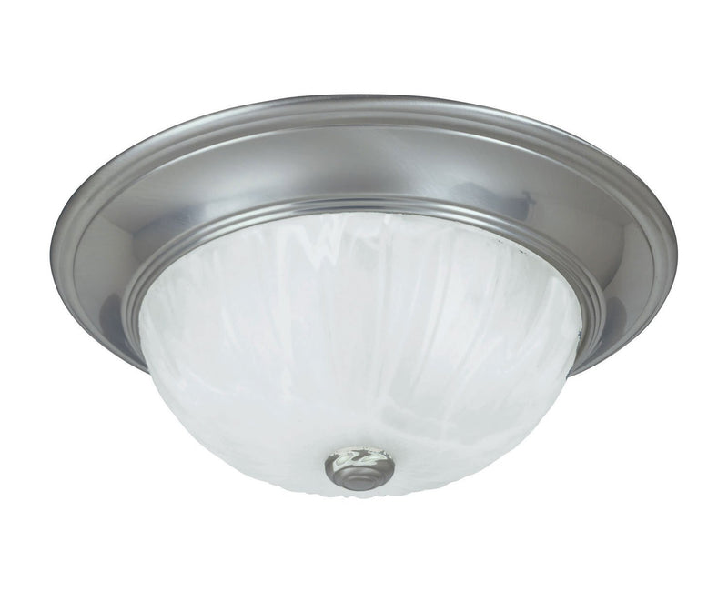 Ribbed Marble Glass 11" 2-Light Flush Mount in Satin Nickel