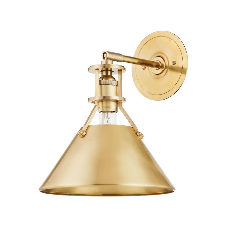 Metal No. 2 1-Light Wall Sconce in Aged Brass - Lamps Expo