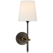 Bryant 14" Linen Shade Wall Sconce in Bronze and Hand-Rubbed Antique Brass
