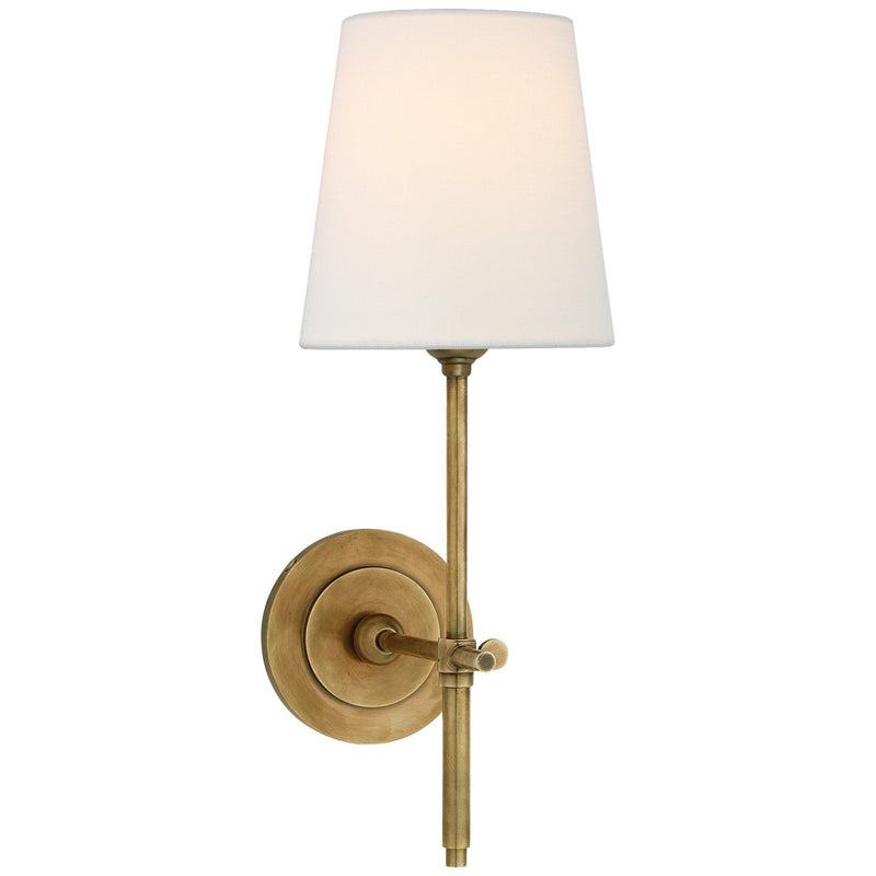 Bryant 14" Linen Shade Wall Sconce in Hand-Rubbed Antique Brass