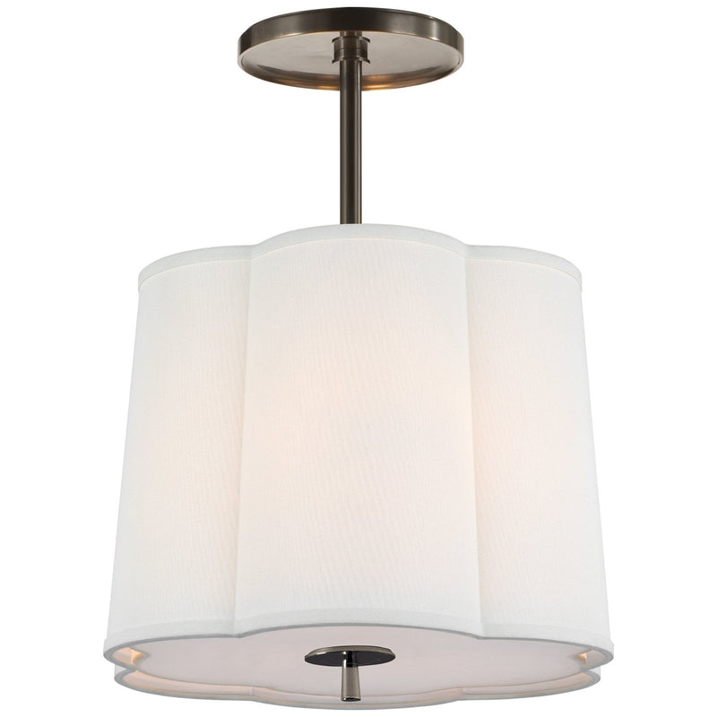 Simple Scallop 3-Light Semi-Flush Mount in Bronze