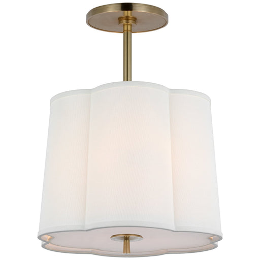 Simple Scallop 3-Light Semi-Flush Mount in Soft Brass
