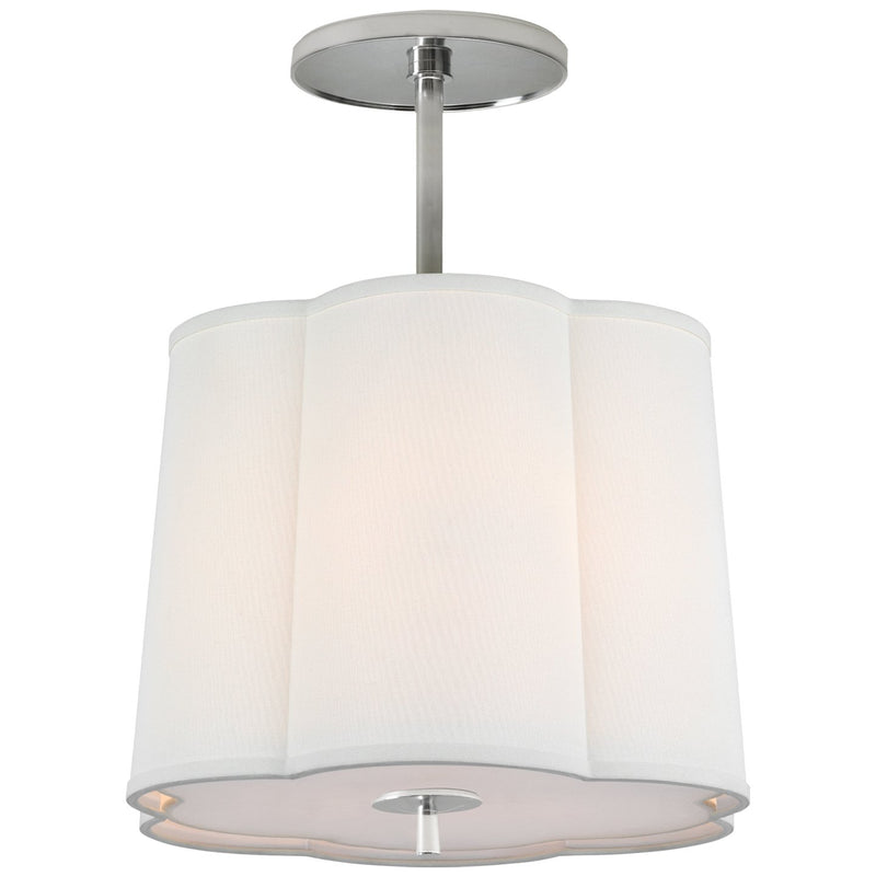 Simple Scallop 3-Light Semi-Flush Mount in Soft Silver