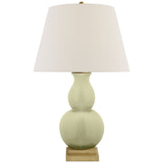 Gourd Form Small Table Lamp in Celadon Crackle