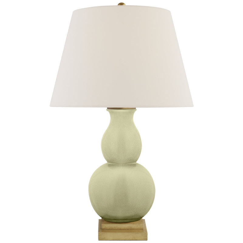 Gourd Form Small Table Lamp in Celadon Crackle
