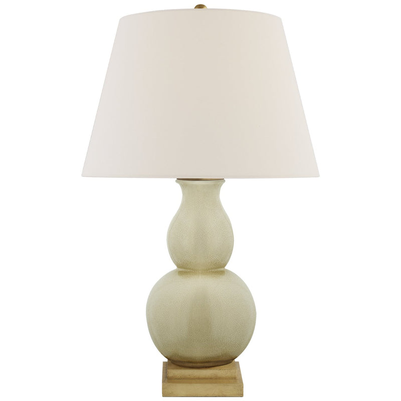 Gourd Form Small Table Lamp in Tea Stain Crackle