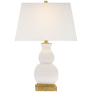 Fang Gourd Table Lamp in Ivory Crackle Ceramic