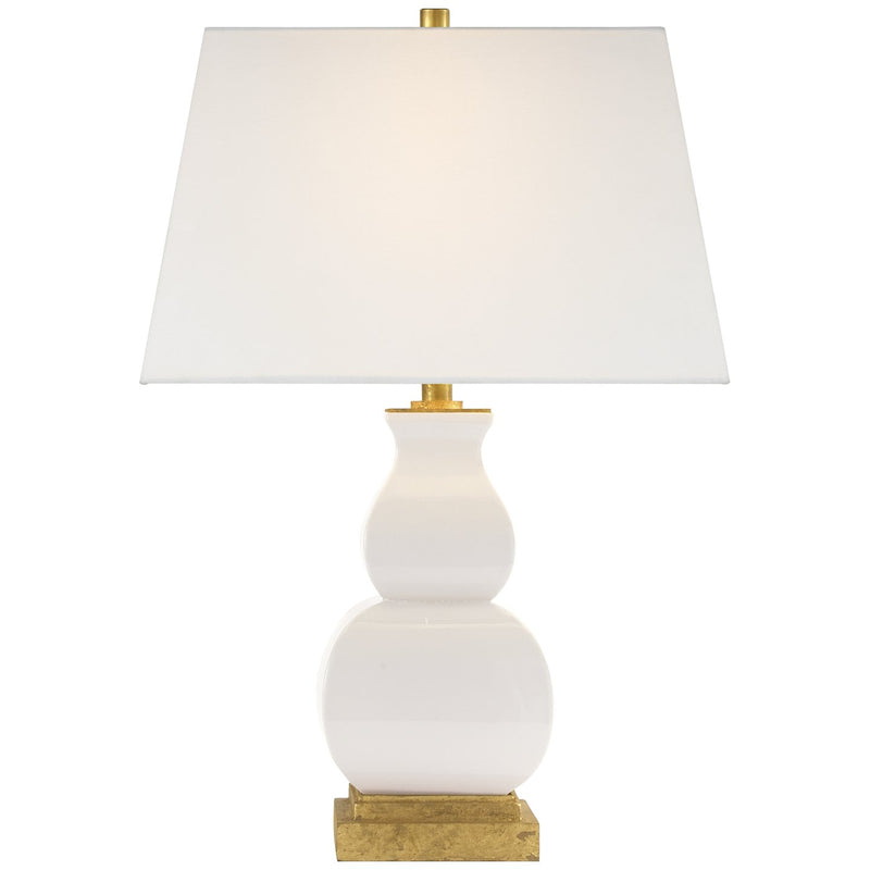 Fang Gourd Table Lamp in Ivory Crackle Ceramic