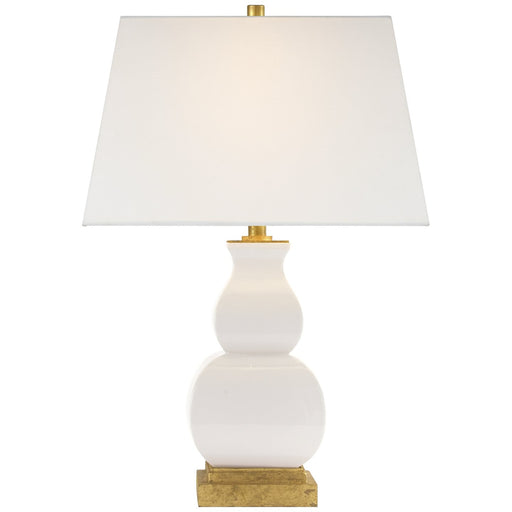 Fang Gourd Table Lamp in Ivory Crackle Ceramic