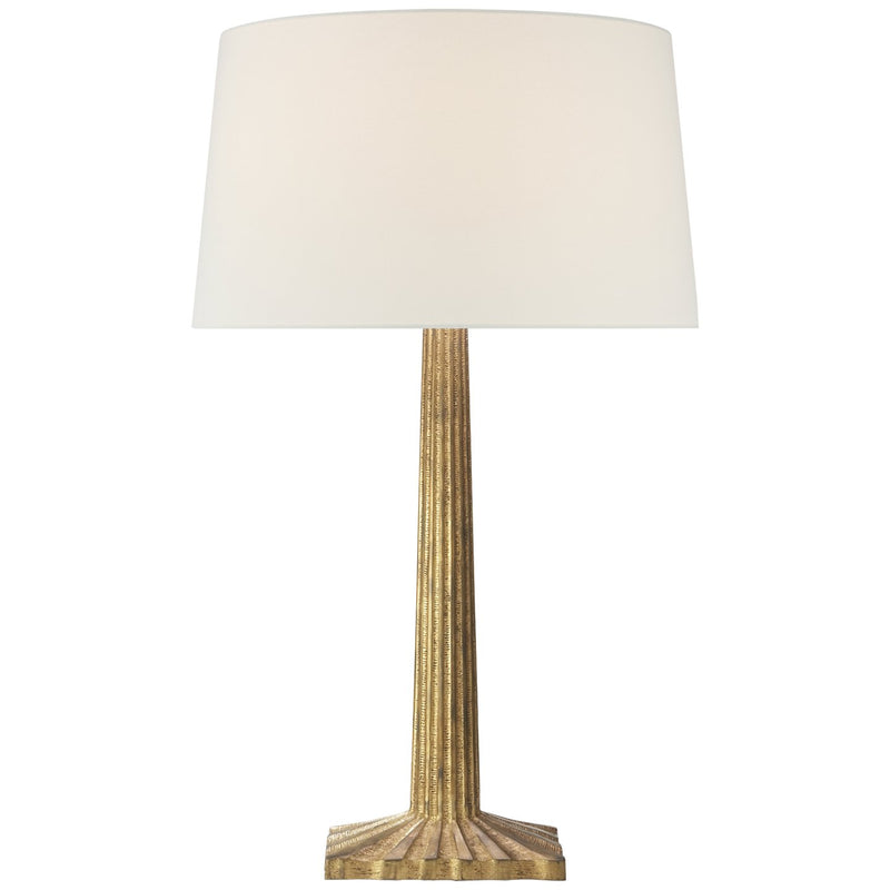 Strie Fluted Column Table Lamp in Gilded Iron