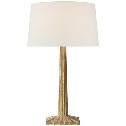 Strie Fluted Column Table Lamp in Gilded Iron