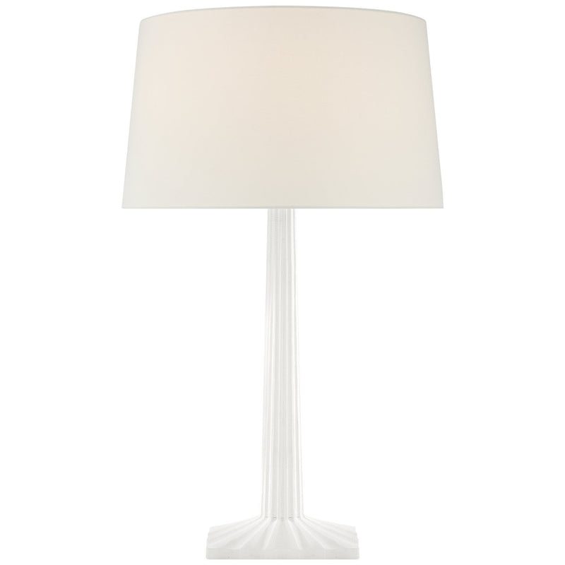 Strie Fluted Column Table Lamp in Plaster White
