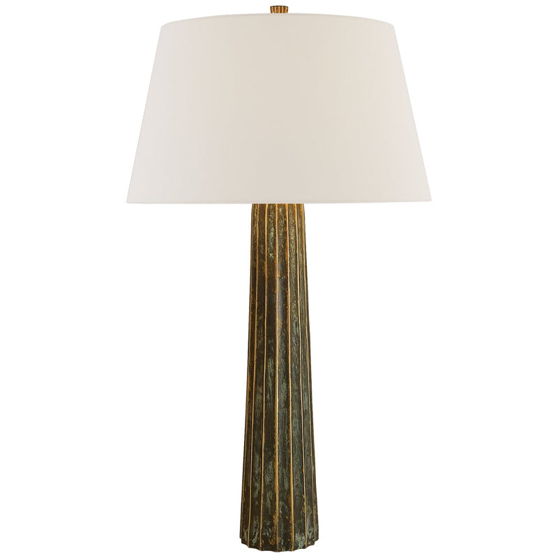 Fluted Spire Large Table Lamp in Bronze with Verdigris Highlights