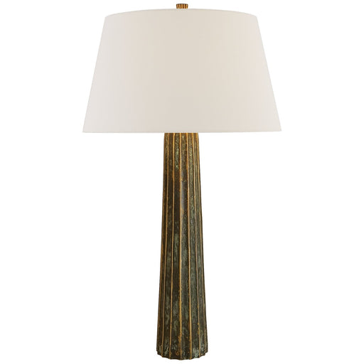 Fluted Spire Large Table Lamp in Bronze with Verdigris Highlights