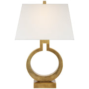 Ring Form Small Table Lamp in Antique-Burnished Brass