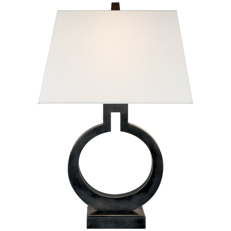 Ring Form Small Table Lamp in Bronze