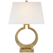 Ring Form Large Table Lamp in Antique-Burnished Brass