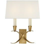 Cross Bouillotte Small 2-Light Wall Sconce in Antique-Burnished Brass