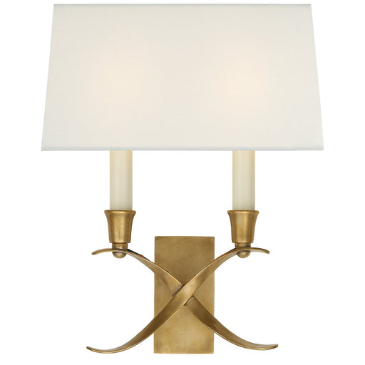 Cross Bouillotte Small 2-Light Wall Sconce in Antique-Burnished Brass