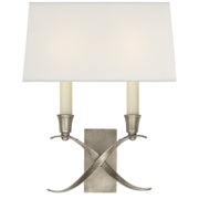 Cross Bouillotte Small 2-Light Wall Sconce in Antique Nickel