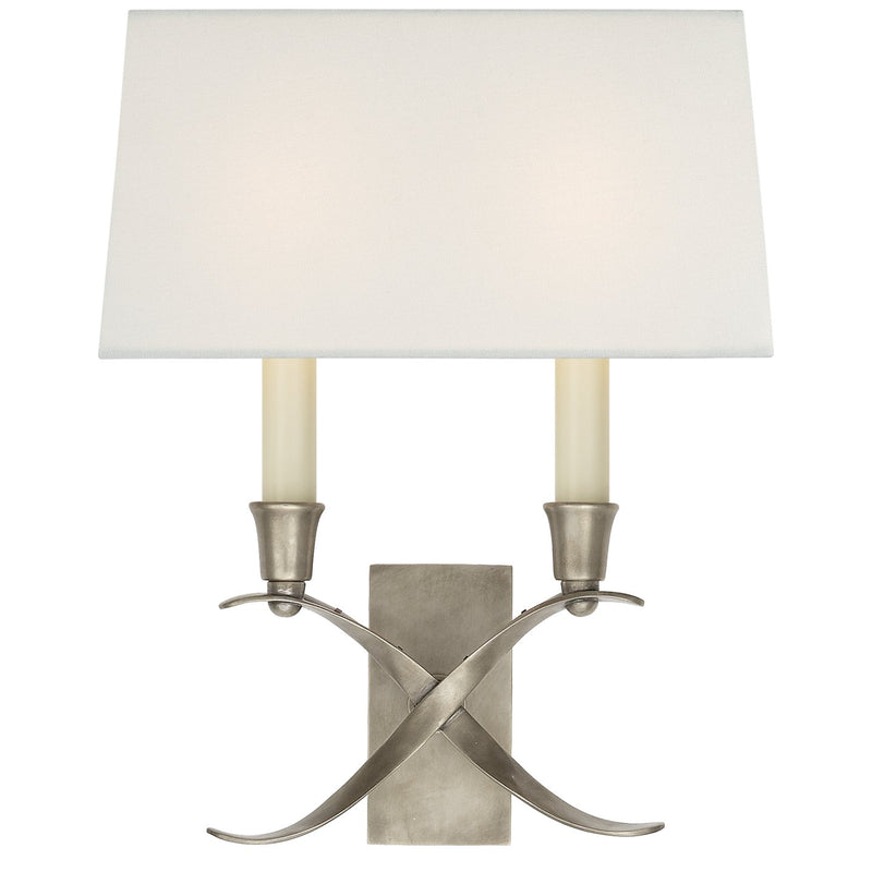 Cross Bouillotte Small 2-Light Wall Sconce in Antique Nickel