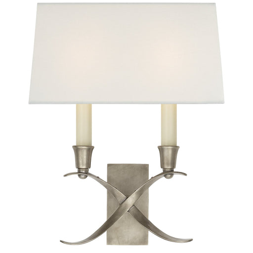 Cross Bouillotte Small 2-Light Wall Sconce in Antique Nickel