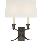 Cross Bouillotte Small 2-Light Wall Sconce in Bronze