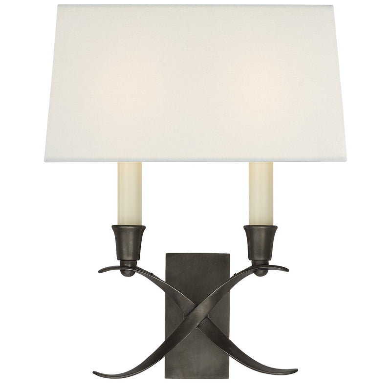 Cross Bouillotte Small 2-Light Wall Sconce in Bronze