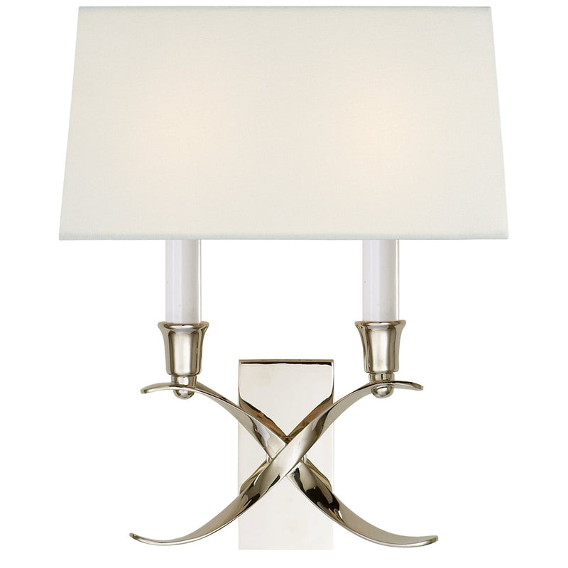 Cross Bouillotte Small 2-Light Wall Sconce in Polished Nickel