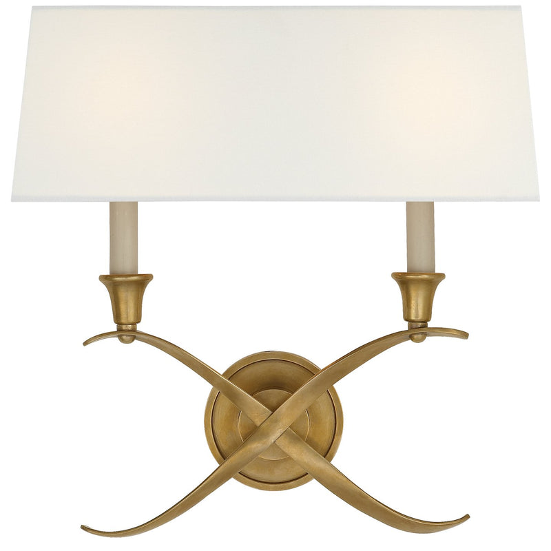 Cross Bouillotte Large 2-Light Wall Sconce in Antique-Burnished Brass
