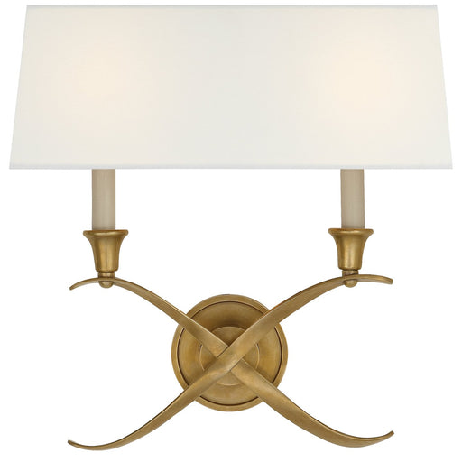 Cross Bouillotte Large 2-Light Wall Sconce in Antique-Burnished Brass